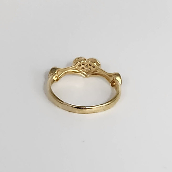 18k Yellow Gold Diamond Heart Ring Size 6.75