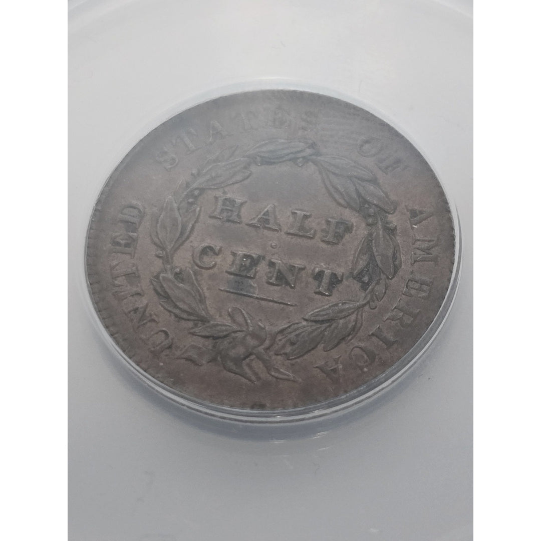 1828 ANACS AU 50 Classic Head 13 Stars Copper Half Cent 1/2C C-3 Scratched