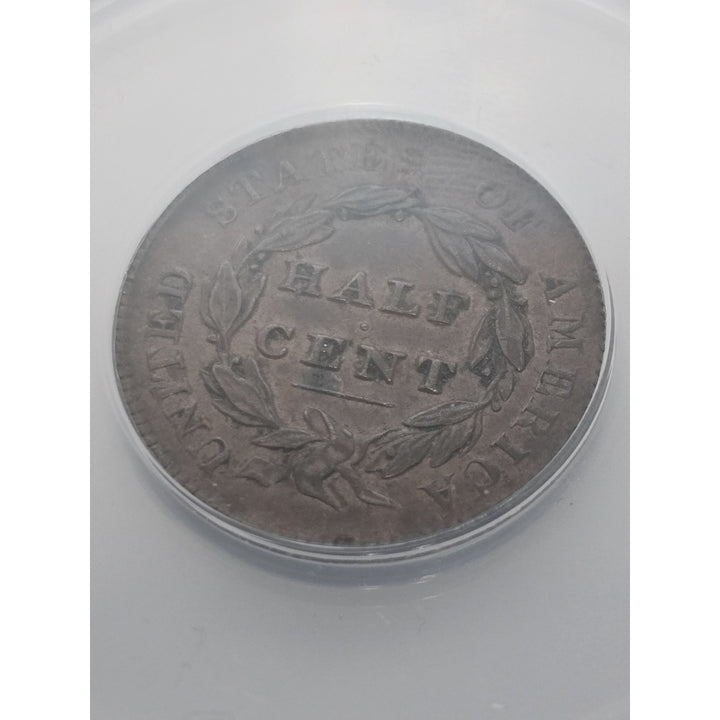 1828 ANACS AU 50 Classic Head 13 Stars Copper Half Cent 1/2C C-3 Scratched