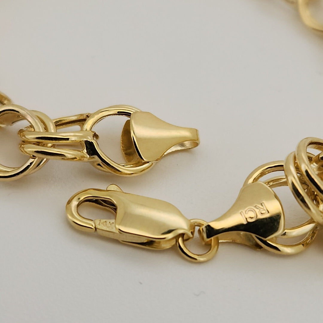14k Yellow Gold Double Row Chain Link Bracelet 7.2"
