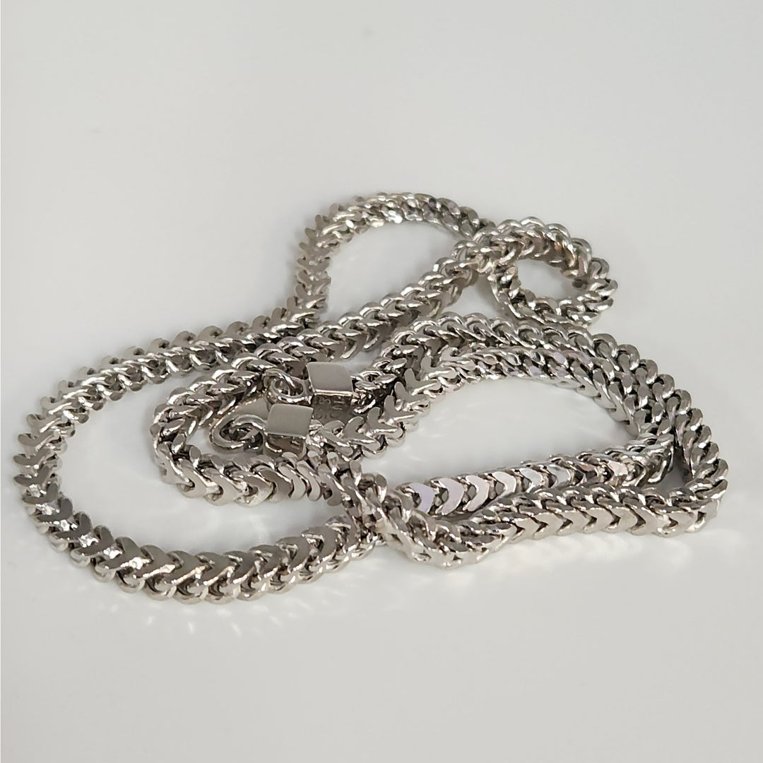 22" Solid 925 Sterling Silver Wheat Chain Necklace (Spiga) Bold Braided Design