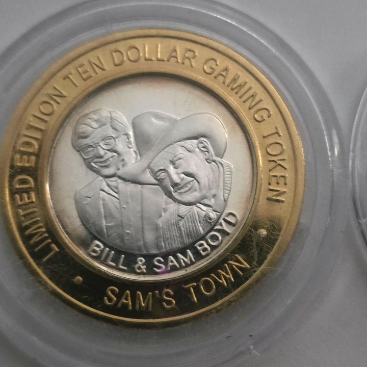 Lot of 4 Sam’s Town Las Vegas $10 Gaming Tokens .999 Silver Centers Vintage