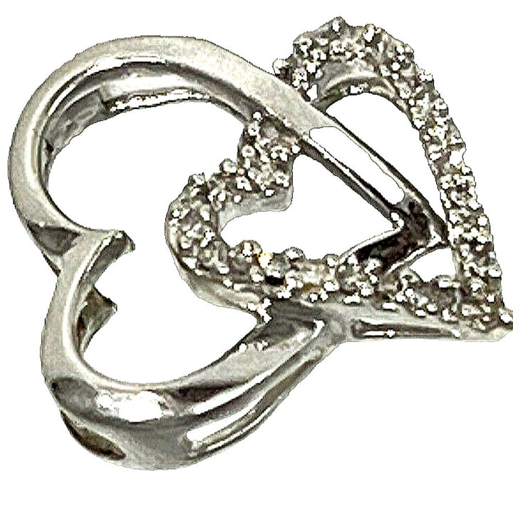 Beautiful 10k White Gold Diamond Open Heart Pendant
