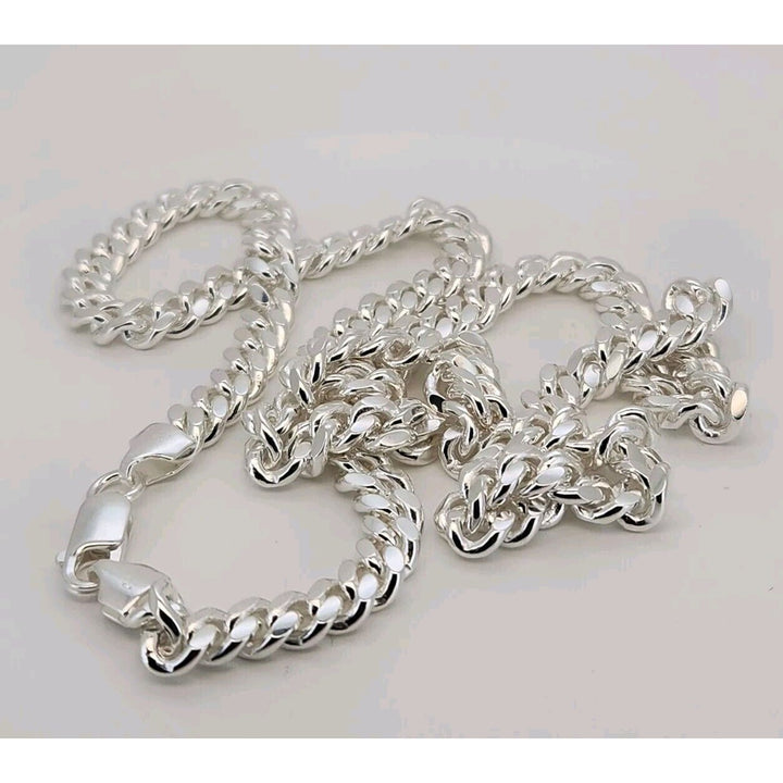 Elegant 925 sterling silver Miami Cuban Chain Necklace 22" B