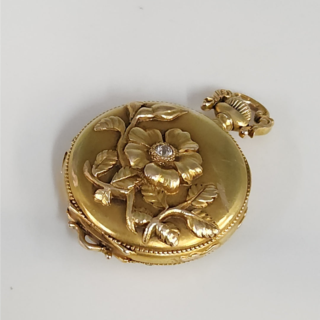 Antique  c.1901 Waltham 14k Solid Gold Diamond Manual Wind Pocket Watch