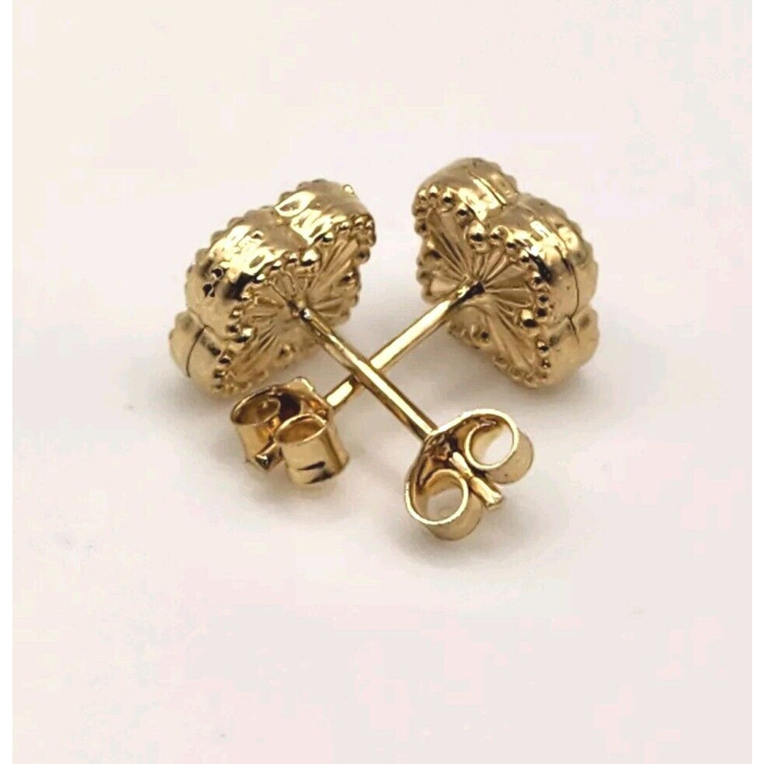 14k Yellow Gold Red Flower Earrings