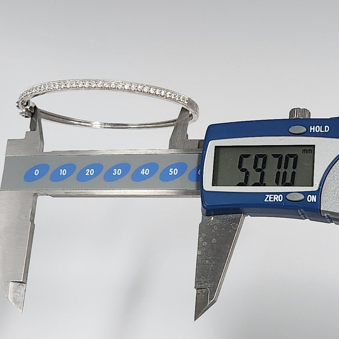 Elegant 14k White Gold Diamonds Bangle Bracelet