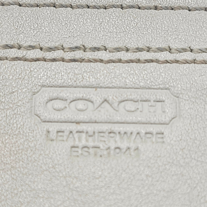 Coach Leather Est. 1941 White Chalk Leather Mini Skinny ID & Keychain Wallet