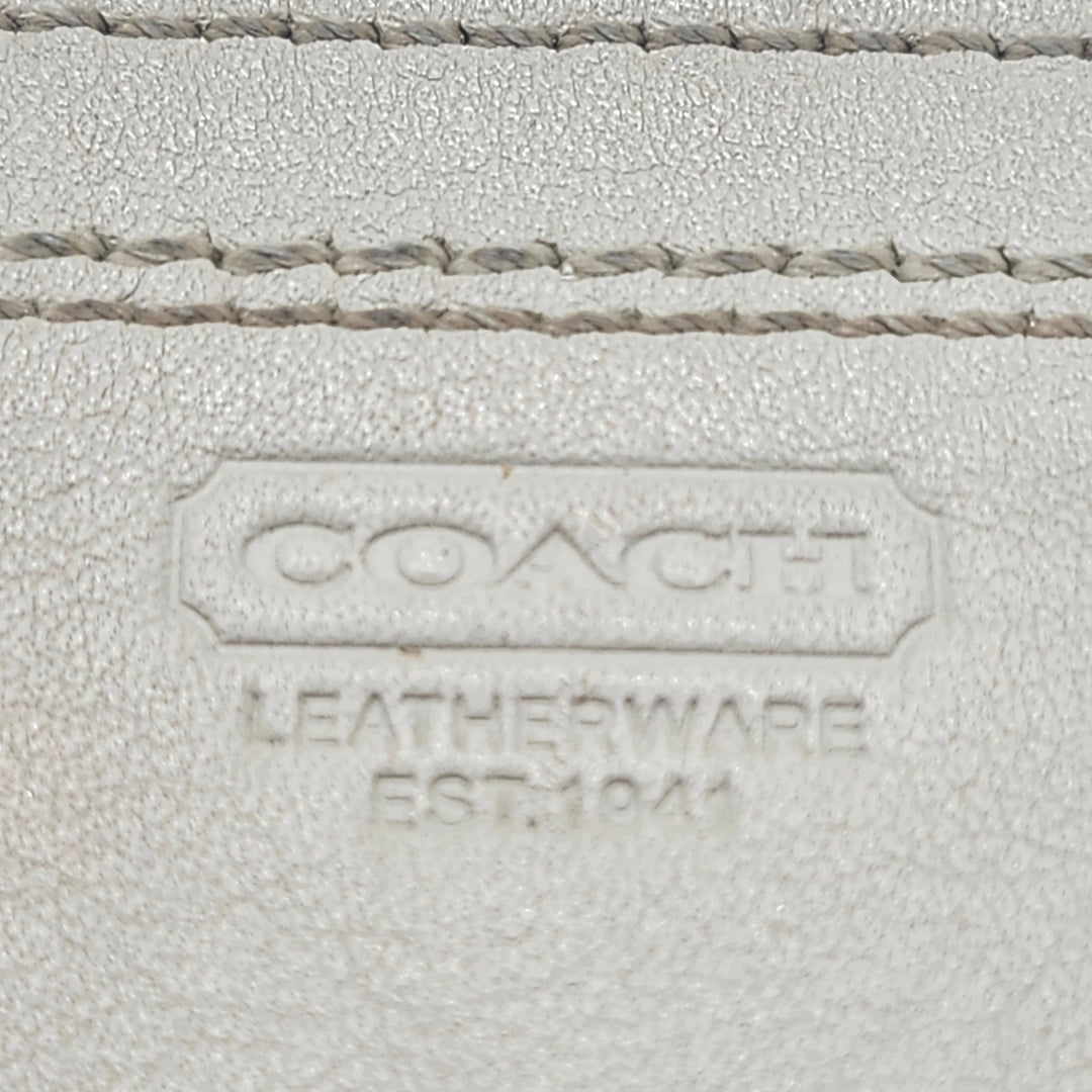 Coach Leather Est. 1941 White Chalk Leather Mini Skinny ID & Keychain Wallet