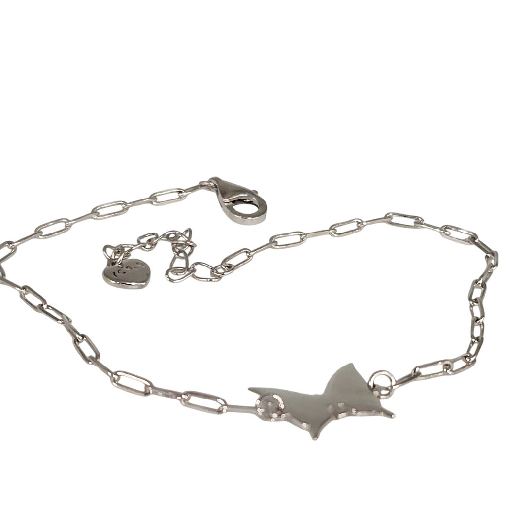 925 Sterling Silver Butterfly Charm Link Bracelet Adjustable Paperclip Chain 8"