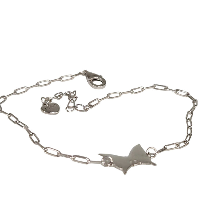 925 Sterling Silver Butterfly Charm Link Bracelet Adjustable Paperclip Chain 8"