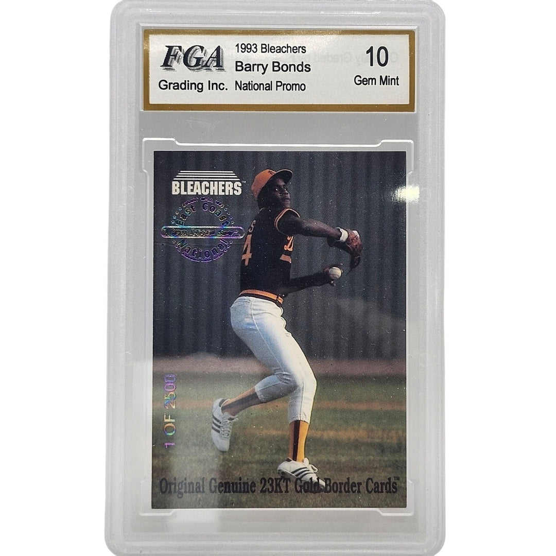 1993 Bleachers Barry Bonds National Promo 23KT Gold Border Card FGA 10 Gem Mint