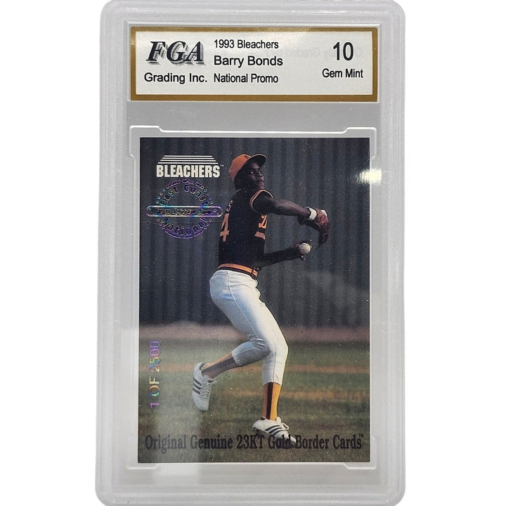 1993 Bleachers Barry Bonds National Promo 23KT Gold Border Card FGA 10 Gem Mint