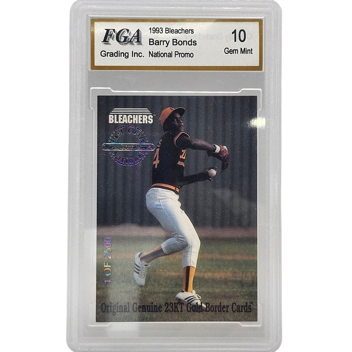 1993 Bleachers Barry Bonds National Promo 23KT Gold Border Card FGA 10 Gem Mint