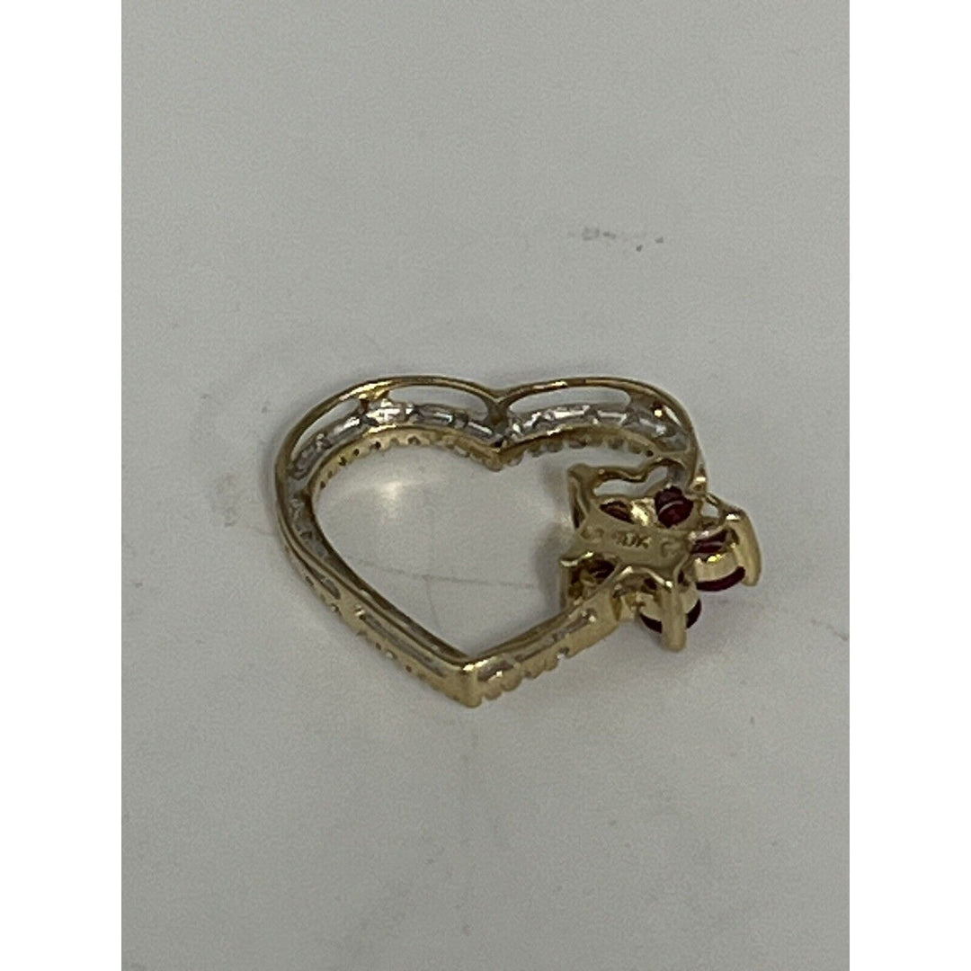 Gorgeous 10k Yellow Gold Ruby And Diamond Pendant