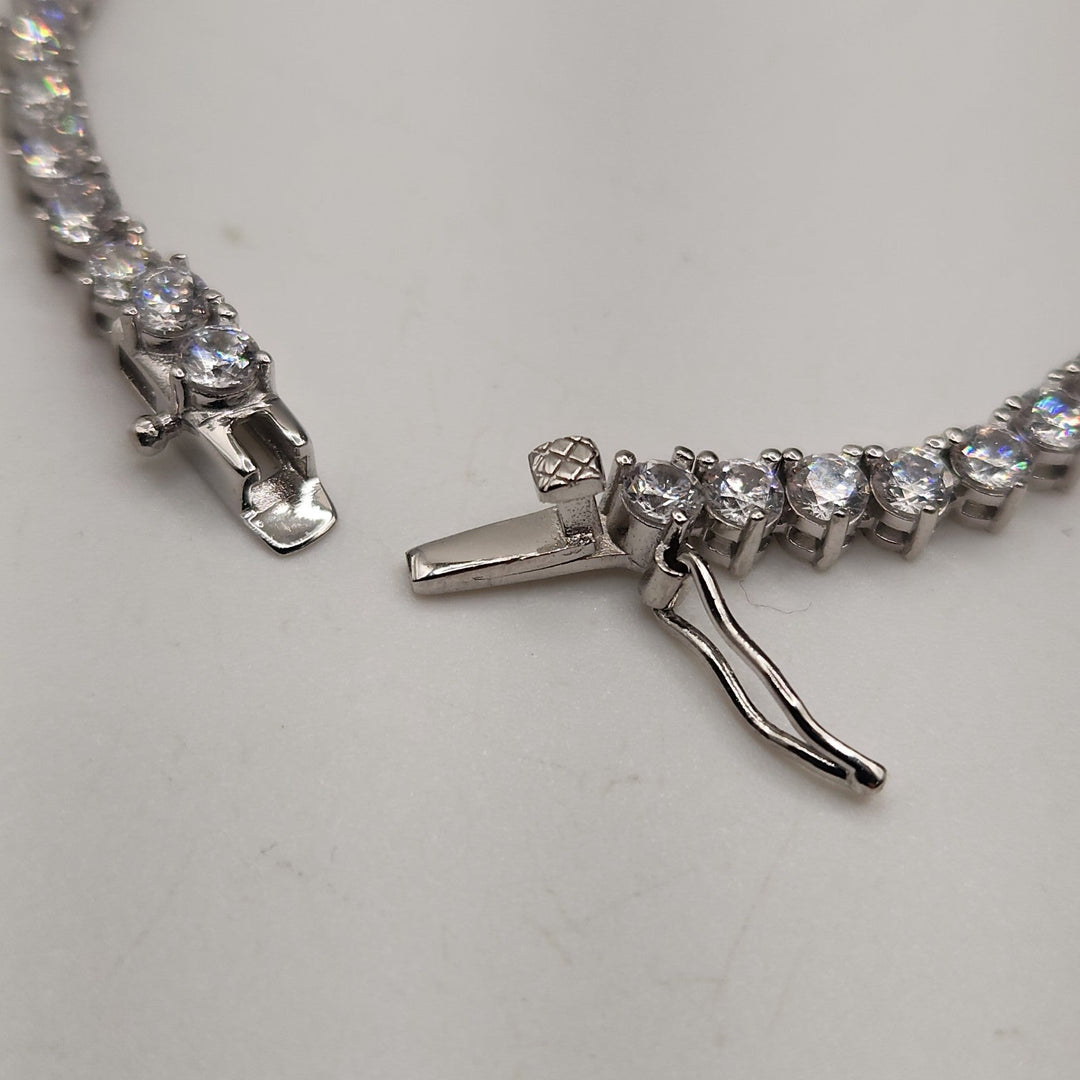 3 Prongs D VVS1 Full Moissanite Tennis Necklace 925 Sterling Silver 17"...