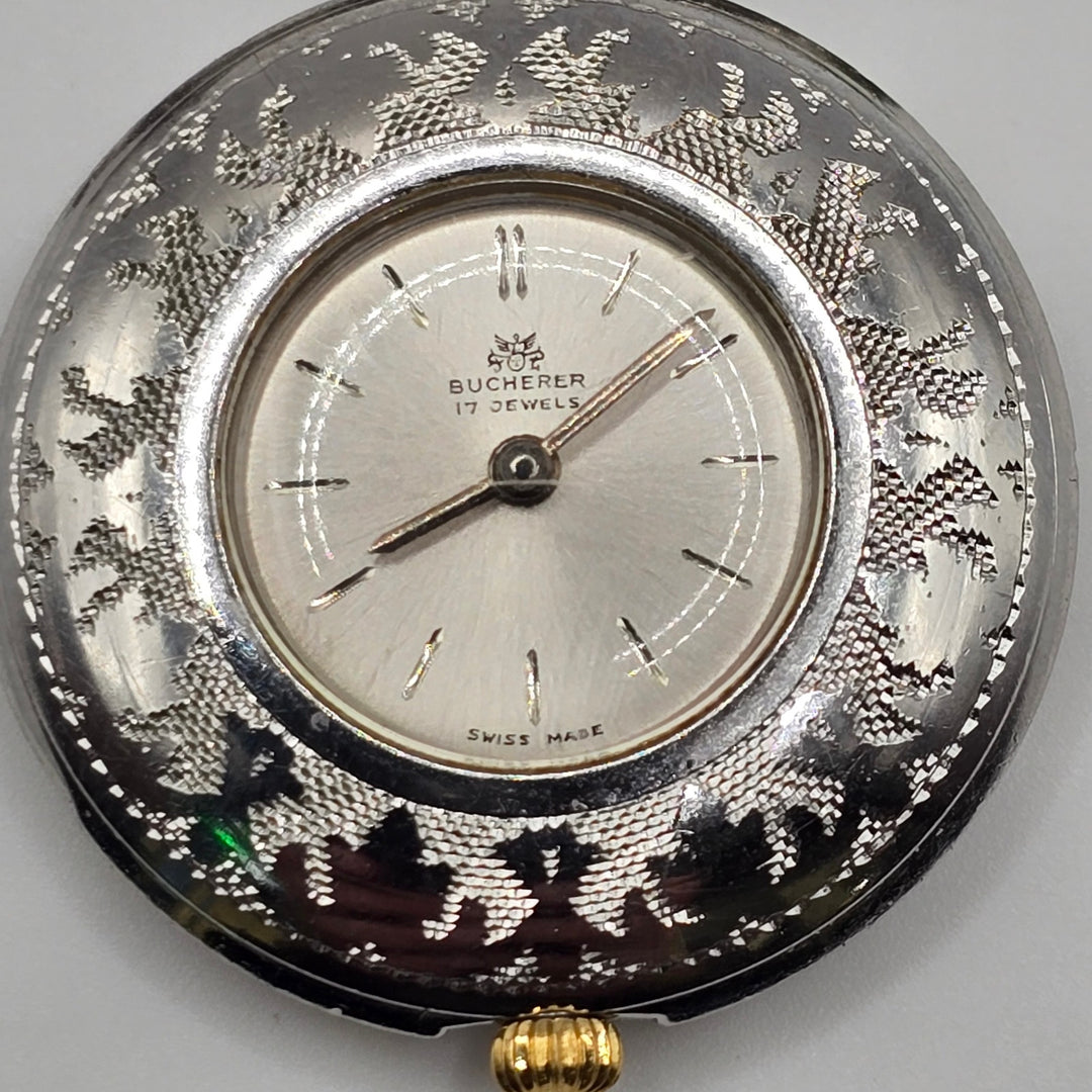 Vintage Bucherer 17 Jewel Swiss Mechanical Pendant w/ Chain