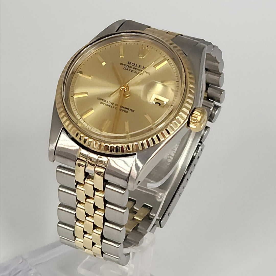 Vintage Rolex Datejust 36 Mm Ref 1601 Two Tone SS & 18K Jubilee Champagne Dial