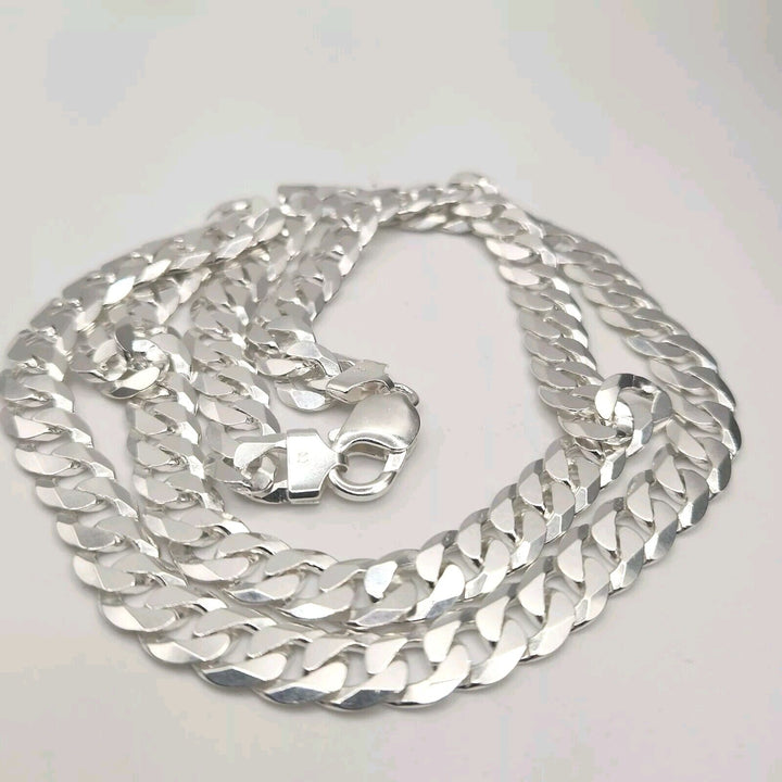 Stunning 925 sterling silver cuban necklace 28"  A