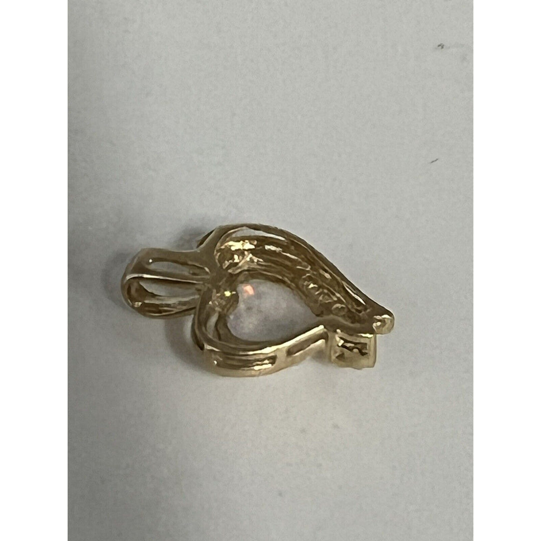 10k Yellow Gold Heart Shaped Opal And Diamond Pendant