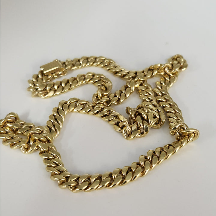 10k Yellow Gold Cuban Link Chain Necklace 22"