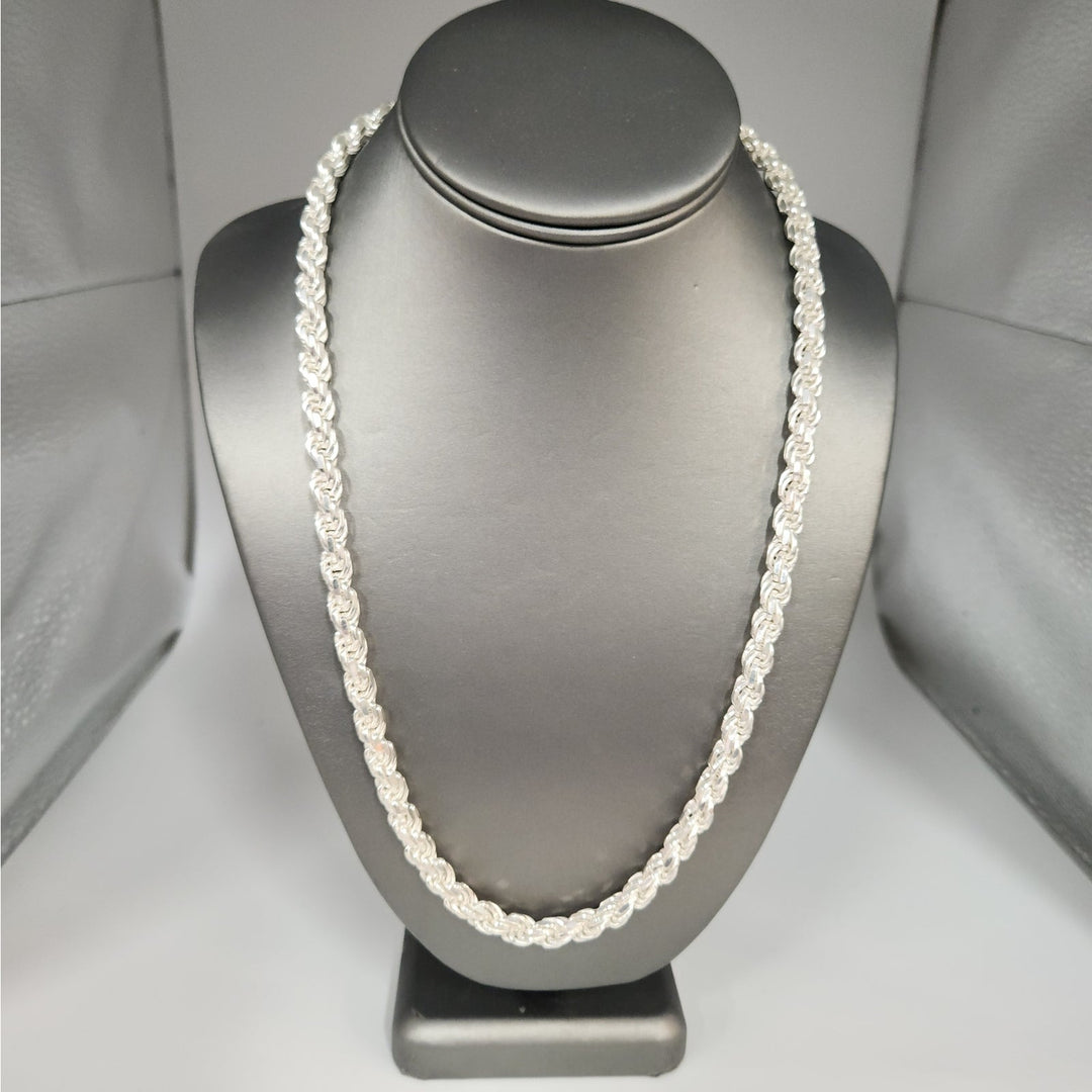 Heavy solid 925 Sterling Silver Byzantine Rope Chain Necklace 24" 7.4mm 100g