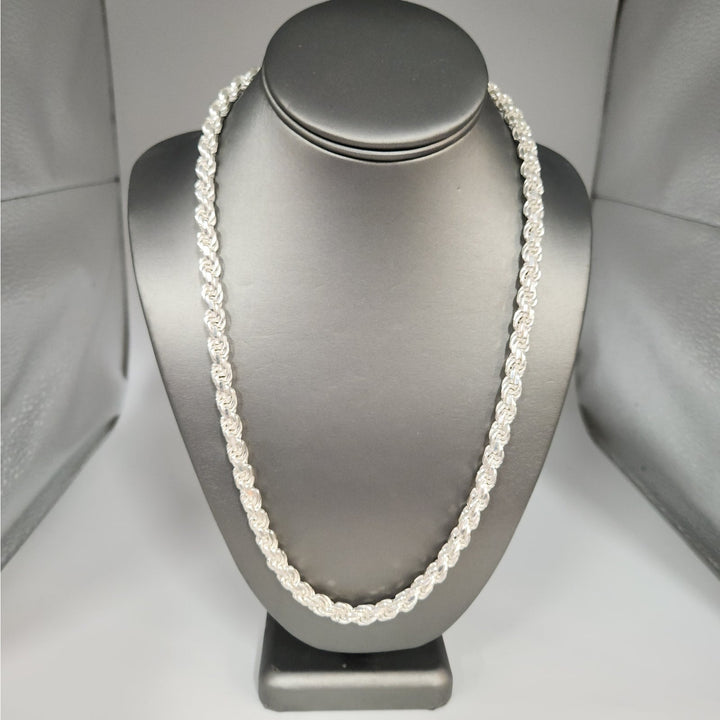 Heavy solid 925 Sterling Silver Byzantine Rope Chain Necklace 24" 7.4mm 100g