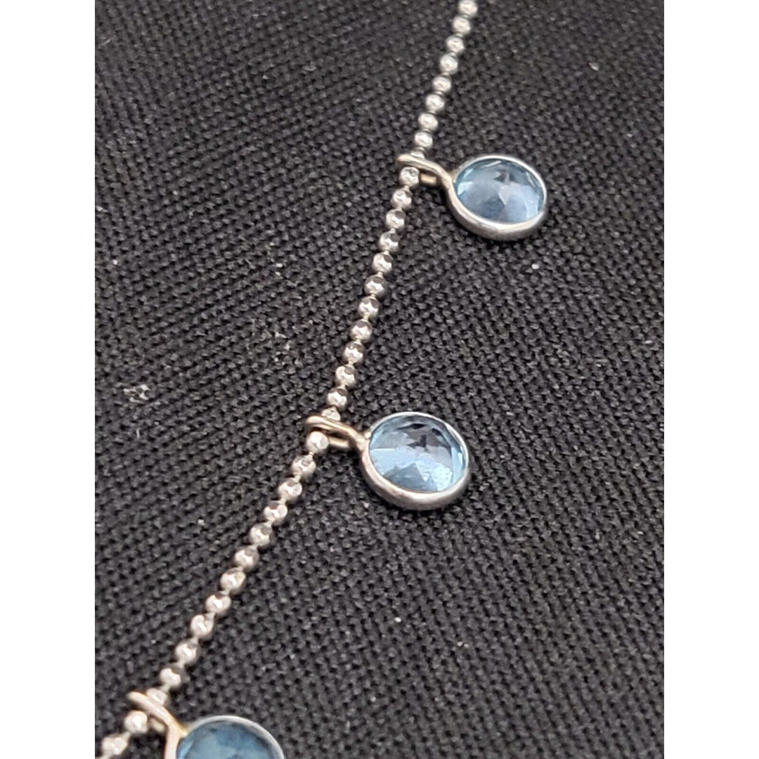 14k Princess white Gold beaded necklace 16in, 2.3g