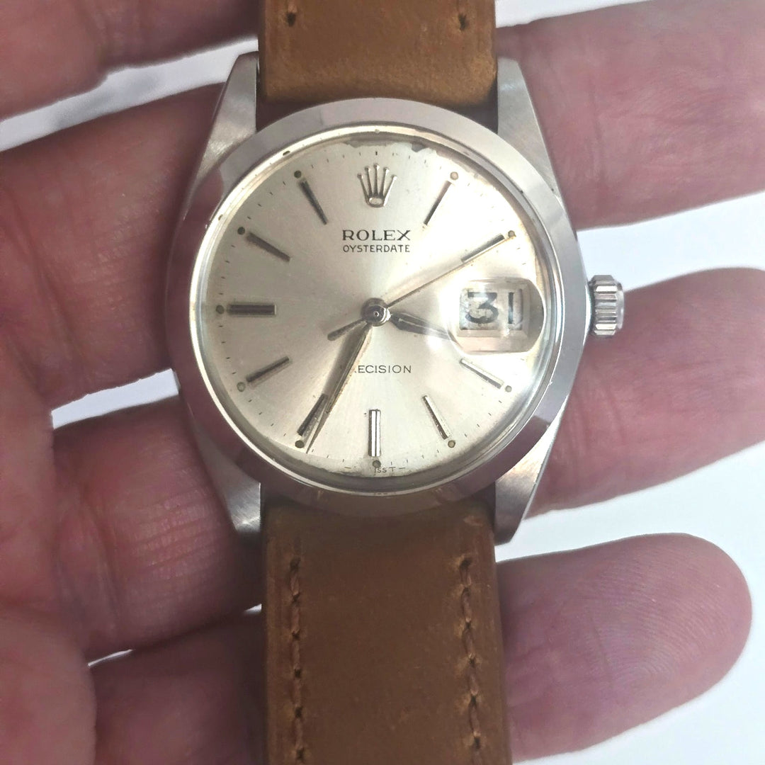 Vintage Rolex Oysterdate Precision 6694 Silver Dial Manual Wind 34mm