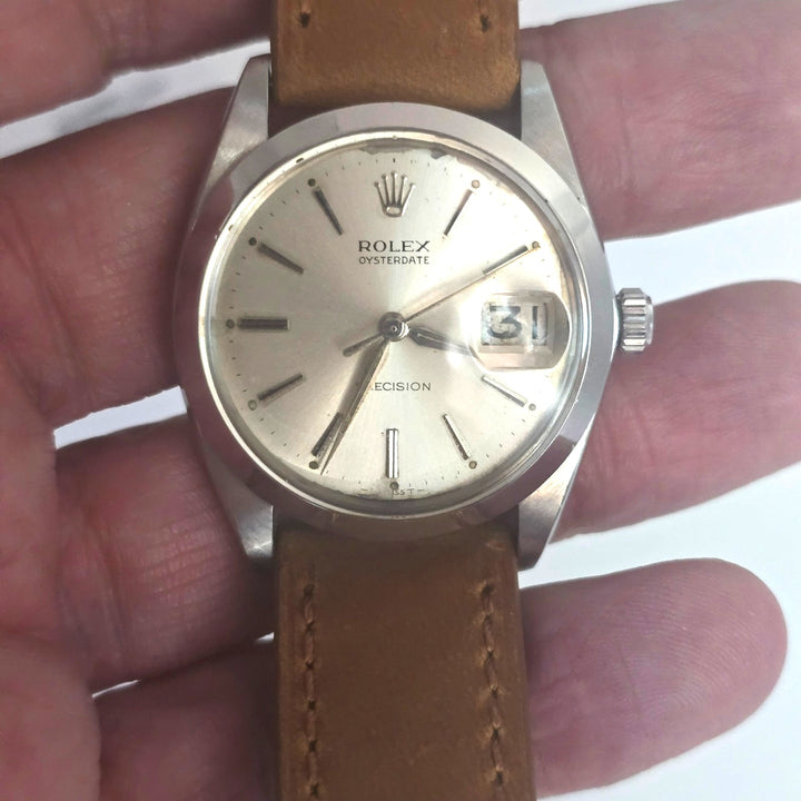 Vintage Rolex Oysterdate Precision 6694 Silver Dial Manual Wind 34mm