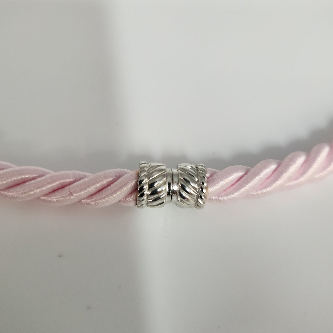 Judith Ripka Braided Pink Choker With Sterling Magnet Clasp 17"