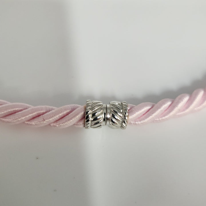 Judith Ripka Braided Pink Choker With Sterling Magnet Clasp 17"