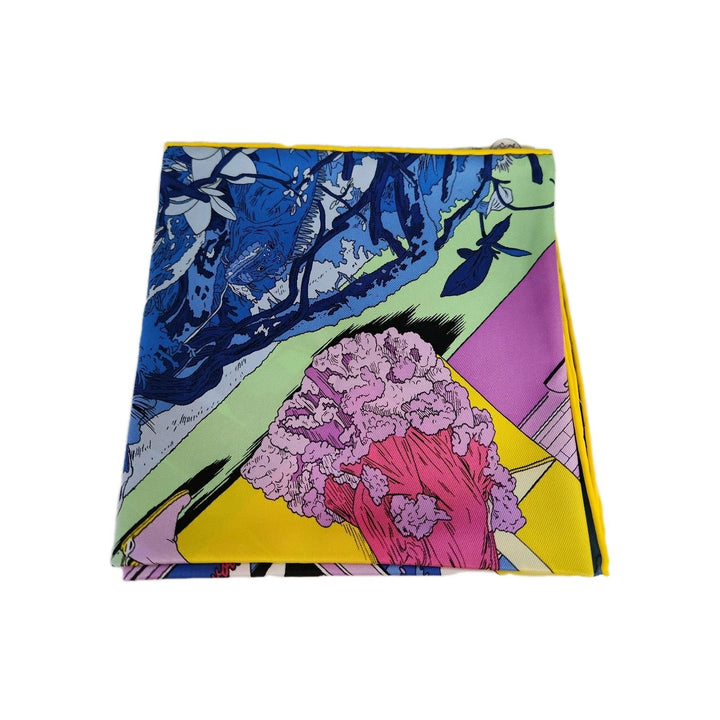 New Hermes Silk Scarf 70cm 100% Silk Blue/Rose Color