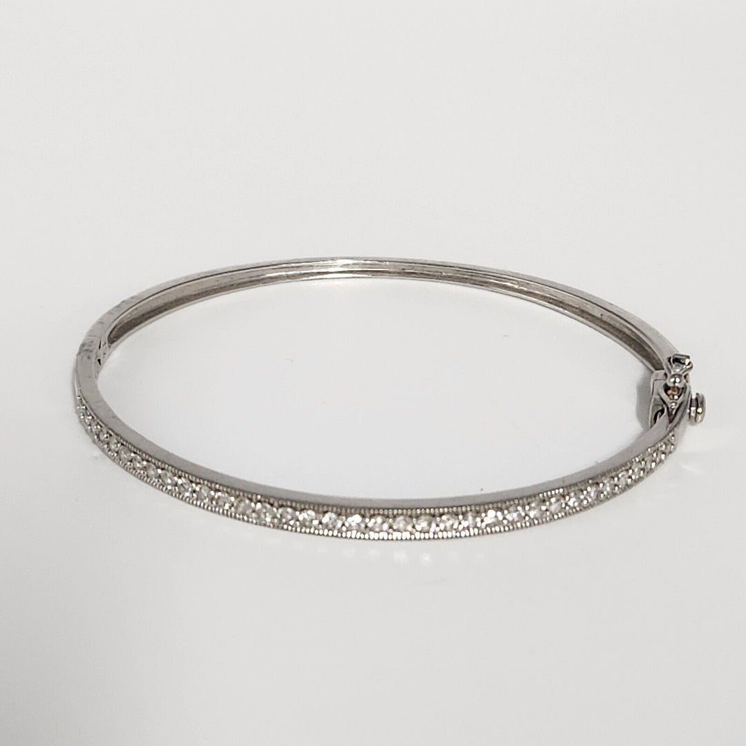 Elegant 14k White Gold Diamonds Bangle Bracelet