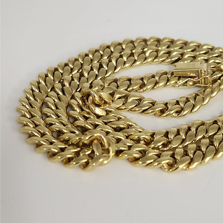 10k Yellow Gold Cuban Link Chain Necklace 22"