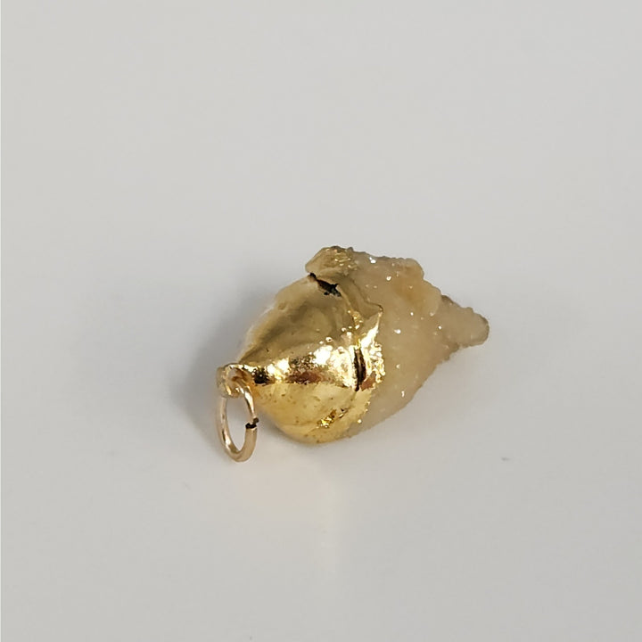 Gold-Dipped Natural Quartz Druzy Crystal Pendant
