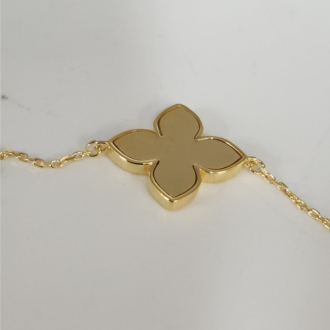Stunning 925 Sterling Silver Gold -Tone Flower bracelet 7.5"