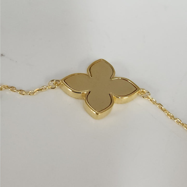 Stunning 925 Sterling Silver Gold -Tone Flower bracelet 7.5"