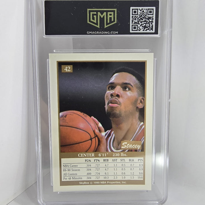 1990 91 SkyBox BASKETBALL #42 Stacey King Rookie GMA MINT 9 Chicago Bulls B2