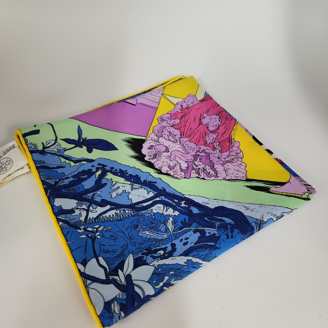 New Hermes Silk Scarf 70cm 100% Silk Blue/Rose Color