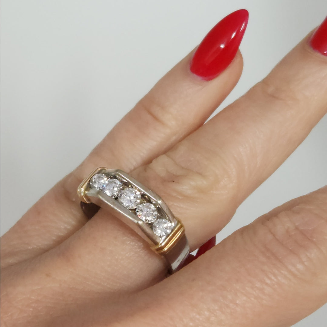 14k Two Tone Gold Diamond Ring Size 10.25