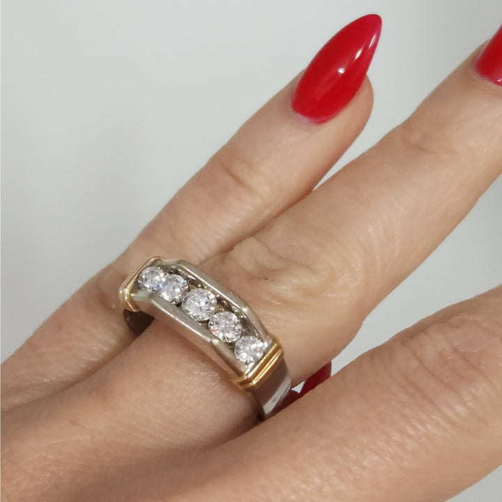 14k Two Tone Gold Diamond Ring Size 10.25