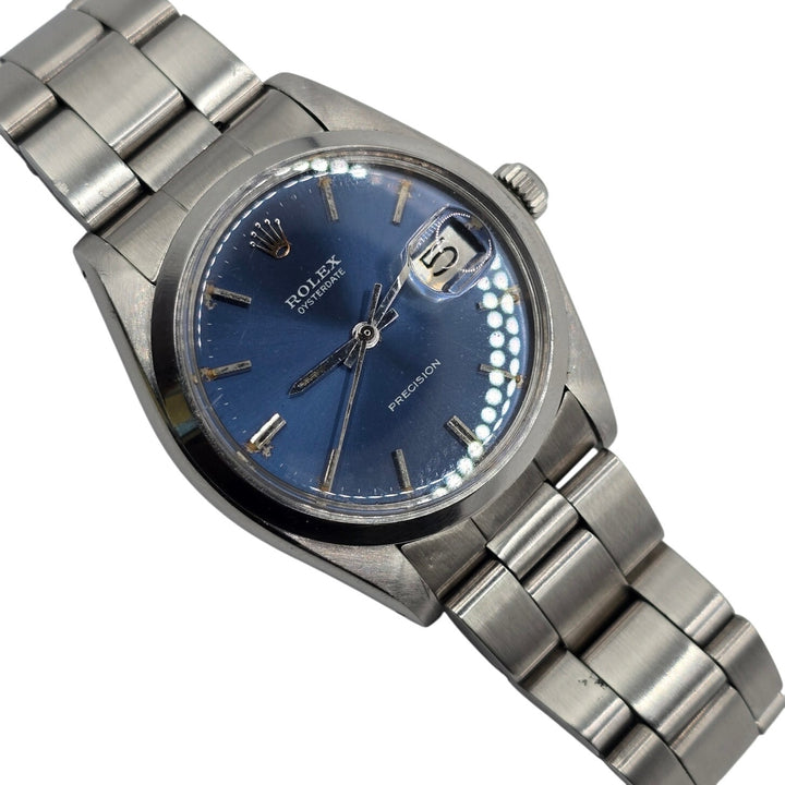 Vintage Rolex Oysterdate Precision 6694 Blue Dial 34mm Oyster Bracelet