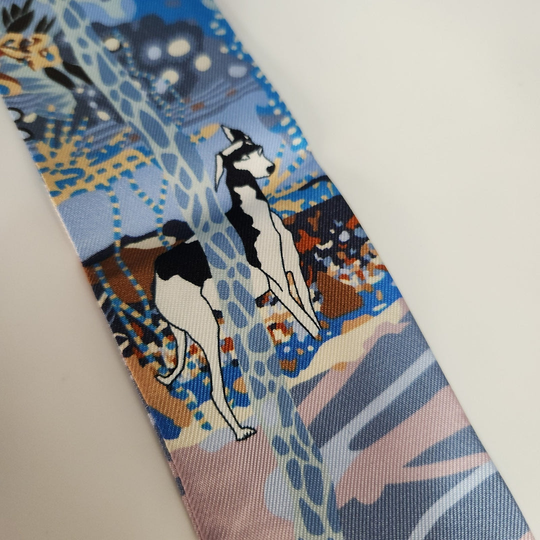 New Hermes Twilly Scarf 100% Silk EN Liberte Blue Color