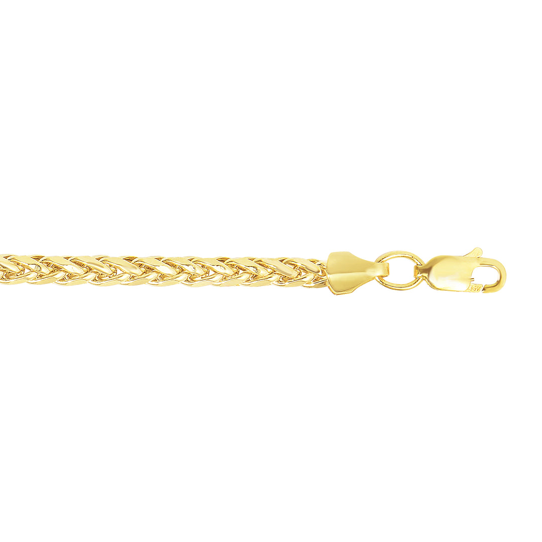 14K Gold 18"" 3.15mm Diamond Cut Lite Round Wheat Chain