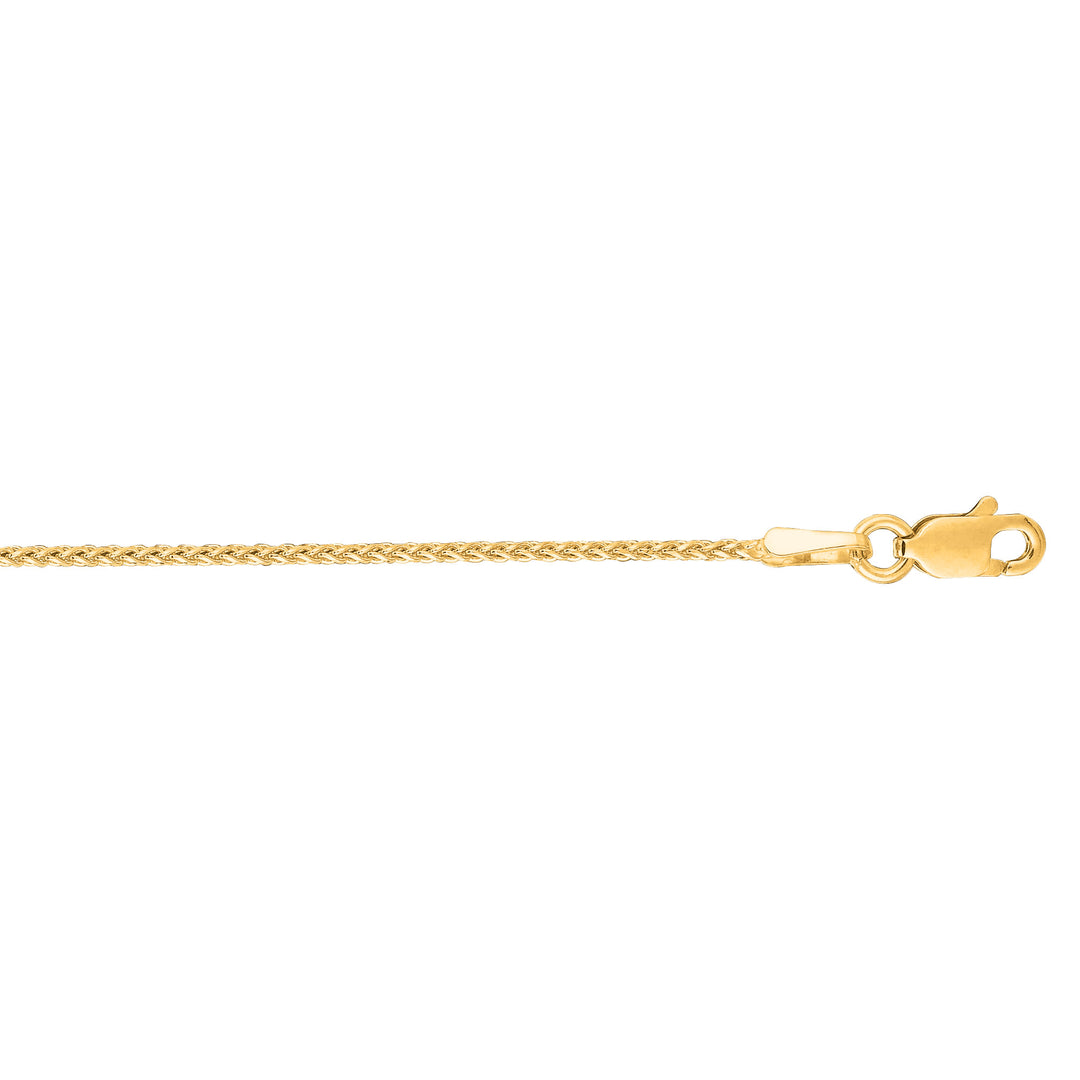 14K Gold 1.1mm Diamond Cut Round Wheat Chain