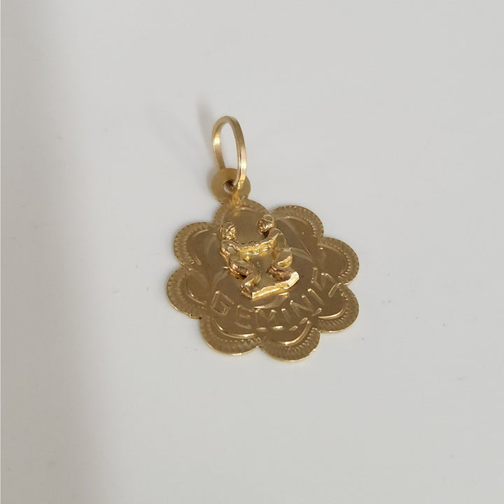 Vintage 14k Yellow Gold Gemini Zodiac Pendant 1.8g
