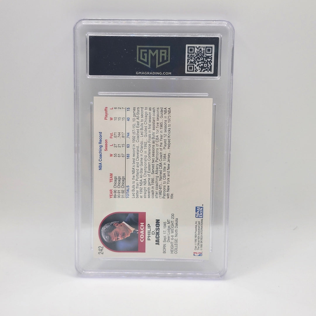 1992 Hoops Phil Jackson #242 Chicago Bulls Coach GMA 9 Mint Graded Basketball Card