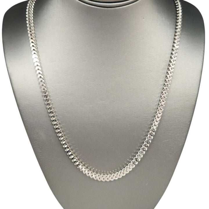 22" Solid 925 Sterling Silver Wheat Chain Necklace (Spiga) Bold Braided Design