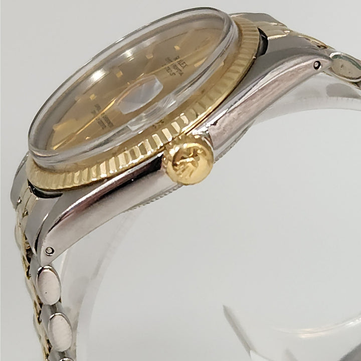 Vintage Rolex Datejust 36 Mm Ref 1601 Two Tone SS & 18K Jubilee Champagne Dial